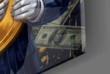 Bullish Gold Coin Bull in Suit Glass Wall Art