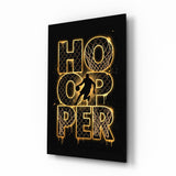 Hooper Gold Basketball Typography Glass Wall Art