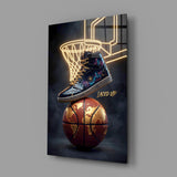 Laced Up Sneaker Neon Hoop Glass Wall Art