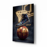 Laced Up Sneaker Neon Hoop Glass Wall Art