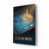 Less Is More Golden Blueprint Glass Wall Art