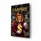 Empire Crowned Lion Gold Dollar Glass Wall Art