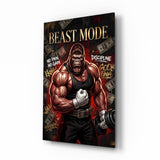 Beast Mode Gorilla Gym Motivation Glass Wall Art