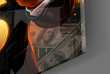 King Suited Tiger Gold Dollar Glass Wall Art