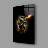 Golden Pistol and Black Serpent Glass Wall Art