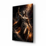 Lady Justice Bronze Scales Ember Glass Wall Art
