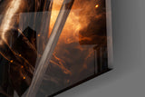 Lady Justice Bronze Scales Ember Glass Wall Art