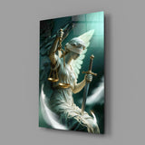 Winged Blindfolded Lady Justice Glass Wall Art