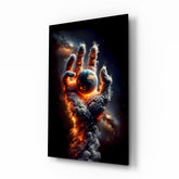 Smoke Cloud Hand Reaching for Earth Glass Wall Art