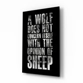 Wolf Opinion of Sheep Quote Glass Wall Art