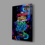 Never Give Up Neon Graffiti Quote Glass Wall Art