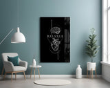 Balance Brain Over Heart Black Line Art Glass Wall Art