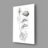 Balance Brain Heart Tree and Divers Glass Wall Art