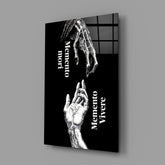 Memento Mori Vivere Reaching Hands Glass Wall Art