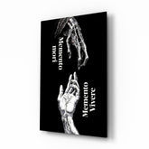 Memento Mori Vivere Reaching Hands Glass Wall Art