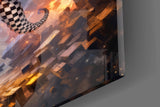 Checkered Octopus Cosmic Puzzle Cube Glass Wall Art