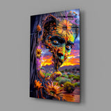Sunset Desert Sunflower Face Glass Wall Art