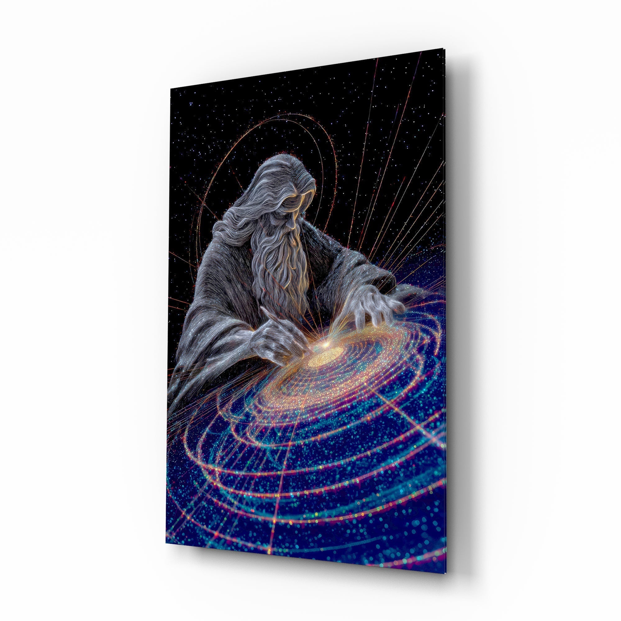 Silver Line Creator of the Galaxy Glass Wall Art