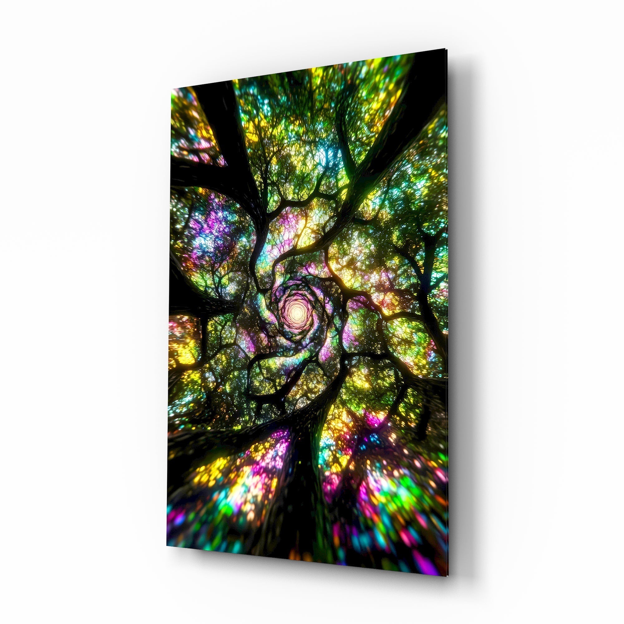 Stained Glass Tree Canopy Spiral Glass Wall Art