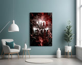 No Exit Red Cracked Lava Typography Glass Wall Art