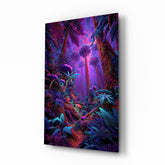 Neon Purple Jungle Glowing Rainforest Glass Wall Art