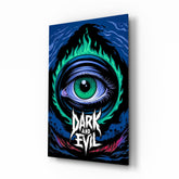 Dark and Evil Green Flame Eye Glass Wall Art