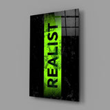 Realist Acid Green Stencil Band Glass Wall Art