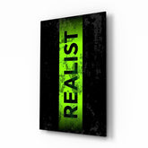 Realist Acid Green Stencil Band Glass Wall Art