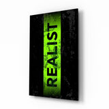 Realist Acid Green Stencil Band Glass Wall Art