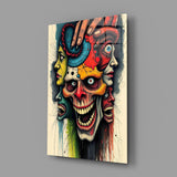 Many Faces Surreal Screaming Skull Glass Wall Art