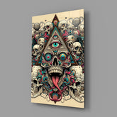 All Seeing Eye Triangle Skull Ink Glass Wall Art