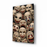 Sepia Theatre Masks Comedy Tragedy Glass Wall Art