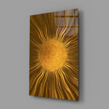 Golden Sunburst Radiant Metallic Glass Wall Art