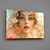 Peach Blossom Dreamer Portrait Glass Wall Art