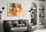 Peach Blossom Dreamer Portrait Glass Wall Art