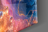 Jewel Tone Sapphire and Rose Petals Glass Wall Art