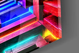 Neon Rainbow Infinity Corridor Glass Wall Art
