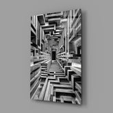 Monochrome Timber Infinity Corridor Glass Wall Art