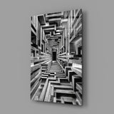 Monochrome Timber Infinity Corridor Glass Wall Art