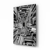 Monochrome Timber Infinity Corridor Glass Wall Art