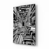 Monochrome Timber Infinity Corridor Glass Wall Art