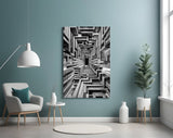 Monochrome Timber Infinity Corridor Glass Wall Art
