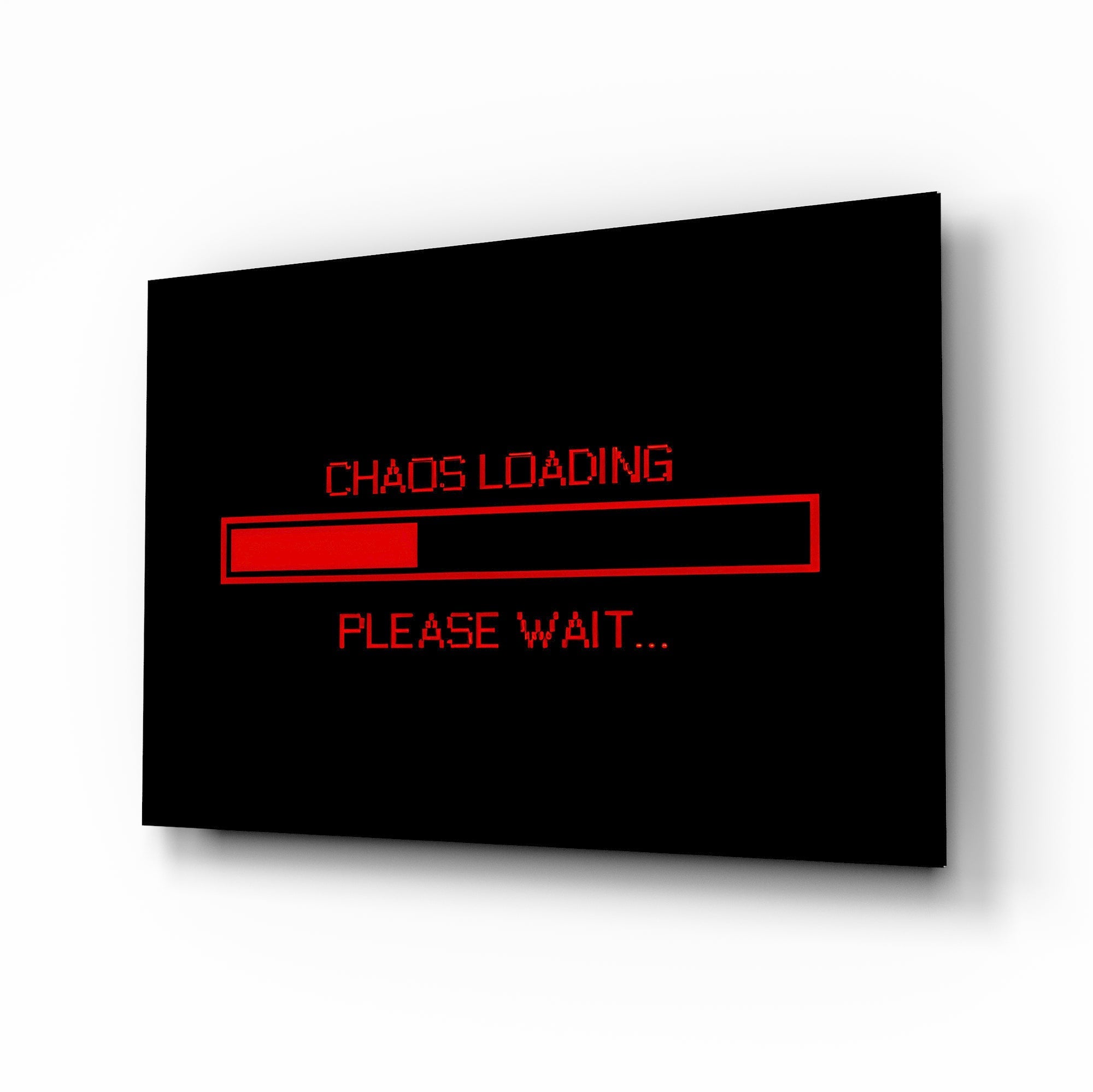 Chaos Loading Red Progress Bar Glass Wall Art
