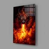 Fire Dragon Ember Eyes Flame Breath Glass Wall Art