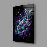 Cosmic Whale Nebula and Astronaut Glass Wall Art