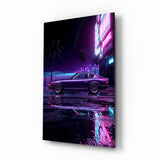 Purple Fastback Coupe Synthwave Glass Wall Art