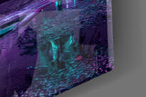 Neon Street Purple Sports Coupe Glass Wall Art