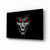 Cracked Gray Grinning Demon Face Glass Wall Art