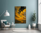 Golden Cloud Crescent Moon Desert Glass Wall Art