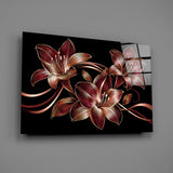 Crimson Gold Lily Trio Glass Wall Art